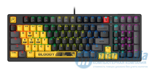 Клавиатура A4Tech BLOODY S98 SPORTS LIME GAMING MECHANICAL BLMS RED SWITCH RGB KEYBOARD USB US+RUS
