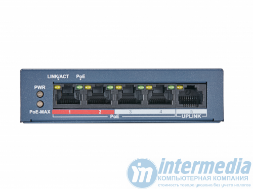 Коммутатор HIWATCH DS-S504P(B) 5-port 10/100Mbps 4-port PoE 35W