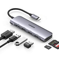 Конвертер UGREEN CM511 (USB Type-C - 3xUSB3.0+HDMI+SD/TF) серый  20956а - Интернет-магазин Intermedia.kg
